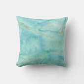 抽象芸術海水色ブルーと金ゴールド クッション (正面)