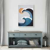 抽象芸術海波と太陽 ポスター