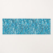 抽象芸術海波の青 ヨガマット (正面(横))