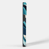 抽象芸術海波パタミニマルーン青シアン iPhoneケース (右側面)