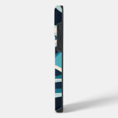 抽象芸術海波パタミニマルーン青シアン iPhoneケース (左側面)