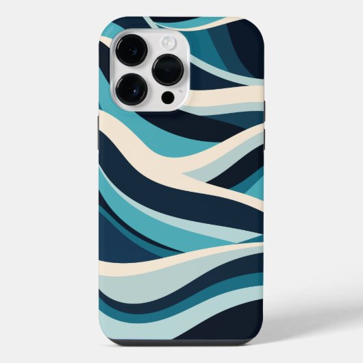 抽象芸術海波パタミニマルーン青シアン iPhoneケース (裏面)