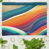 抽象芸術海波虹パターン キッチンタオル (折り畳み)