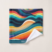 抽象芸術海波虹パターン バスタオルセット (ウォッシュタオル)