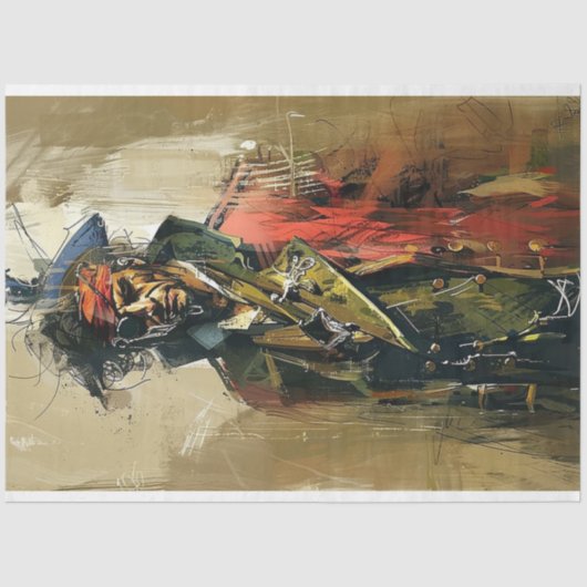 抽象芸術海賊の水絵画色のデコペ 薄葉紙 (正面)