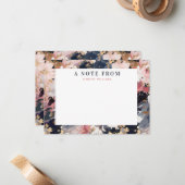 抽象芸術海軍と赤面色彩の鮮やかフローラパーソナライズされた ノートカード (正面/裏面インサイチュ)