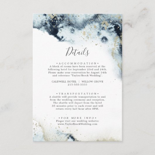 抽象芸術海軍の水の色結婚の詳細 エンクロージャーカード (正面)