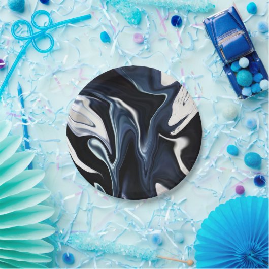 抽象芸術液エレガント液大理石流テクスチャ ペーパープレート (パーティー)