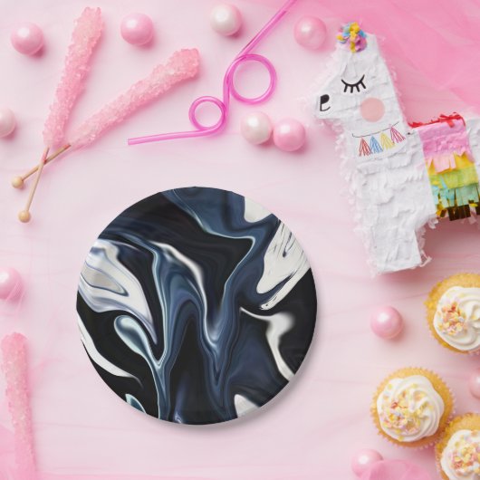 抽象芸術液エレガント液大理石流テクスチャ ペーパープレート (パーティー)