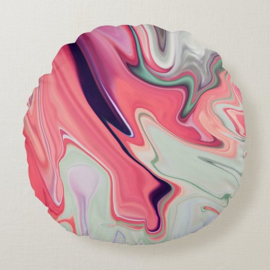 抽象芸術液エレガント液大理石流テクスチャ ラウンドクッション (正面)