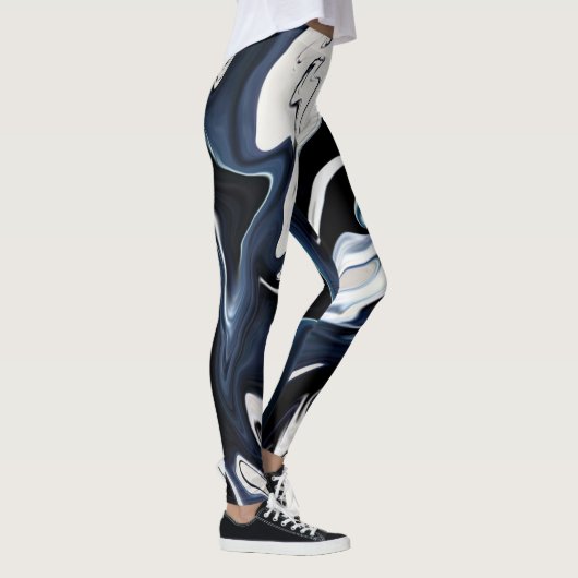 抽象芸術液エレガント液大理石流テクスチャ レギンス (右)