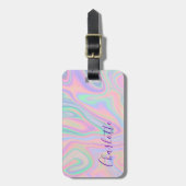 抽象芸術液体虹色のパステル。 カスタマイズ ラゲッジタグ (正面縦)