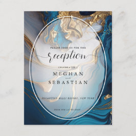 抽象芸術液体金ゴールドオンブルーマーブル エンクロージャーカード