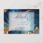 抽象芸術液体金ゴールドオンブルーマーブル エンクロージャーカード (正面)