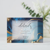 抽象芸術液体金ゴールドオンブルーマーブル エンクロージャーカード (スタンド正面)