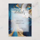 抽象芸術液体金ゴールドオンブルーマーブル エンクロージャーカード (正面)