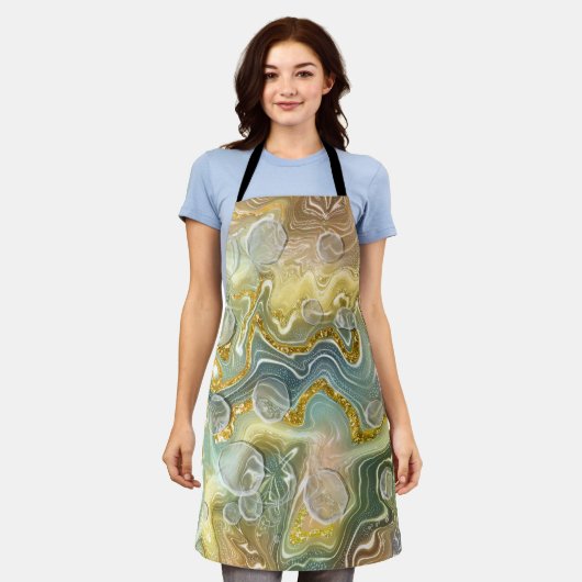 抽象芸術液大理石のテクスチャの背景 エプロン (着用した状態)