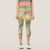 抽象芸術液大理石のテクスチャの背景 カプリレギンス (正面)