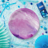 抽象芸術液大理石パープルウォータープレート ペーパープレート (パーティー)