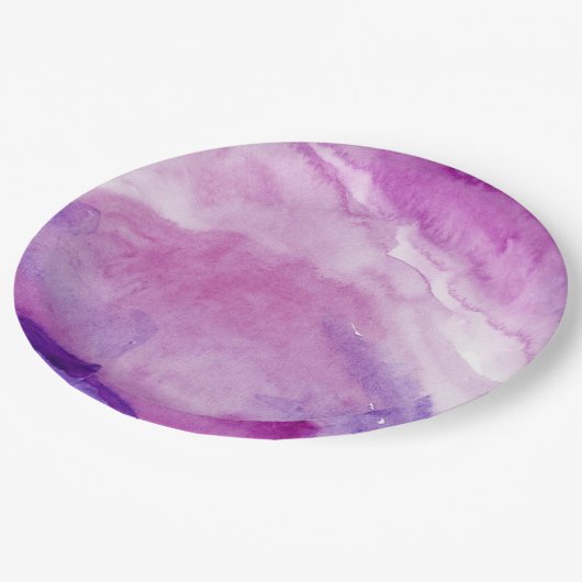 抽象芸術液大理石パープルウォータープレート ペーパープレート (アングル)