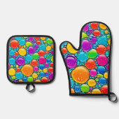 抽象芸術液滴 鍋つかみ&鍋敷きセット (正面)