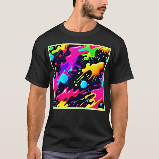 抽象芸術液色爆発アート Tシャツ (正面)