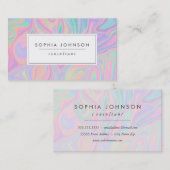 抽象芸術液虹彩パステルカラー 名刺 (正面/裏面)