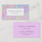 抽象芸術液虹色紫パステルカラー 名刺 (正面/裏面)