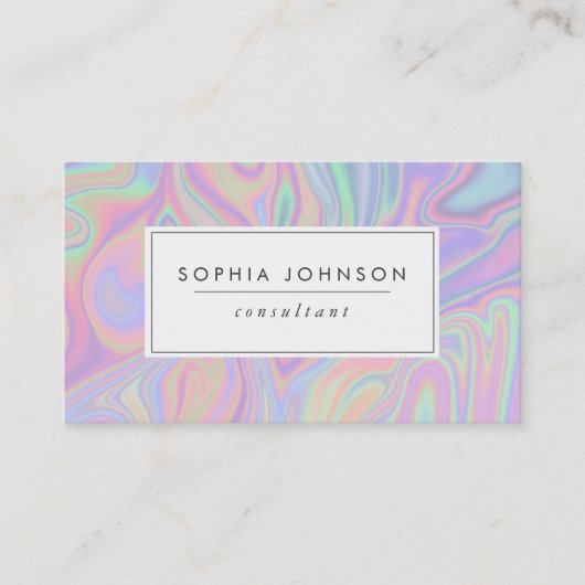 抽象芸術液虹色紫パステルカラー 名刺 (正面)