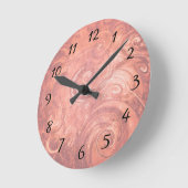 抽象芸術淡いピンクが数字付きの壁掛けを旋回 ラウンド壁時計 (傾斜)