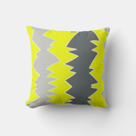 抽象芸術淡い色のアートグレーイエローチャコールグレー クッション