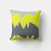 抽象芸術淡い色のアートグレーイエローチャコールグレー クッション (正面)