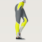 抽象芸術淡い色のアートグレーイエローチャコールグレー レギンス (右)