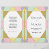 抽象芸術淡い色のジュレモダンートンウェディングプログラム (正面)