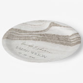 抽象芸術淡い色の金ゴールドマーブルゲートブライダルシャワー ペーパープレート (アングル)