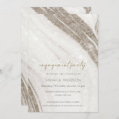 抽象芸術淡い色の金ゴールドマーブルゲート婚約招待状 サンキューカード (正面/裏面)