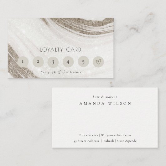 抽象芸術淡い色の金ゴールドマーブルゲート6パンチロイヤリティ 名刺 (正面/裏面)