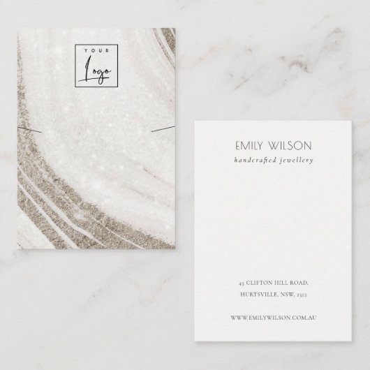 抽象芸術淡い色の金ゴールドマーブルAgateネックレスディスプレイ 名刺 (正面/裏面)
