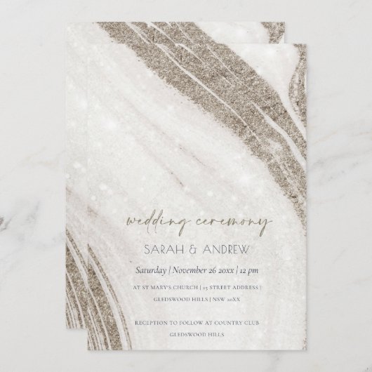 抽象芸術淡い色の金ゴールド大理石ゲート結婚式の招待 サンキューカード (正面/裏面)