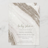 抽象芸術淡い色の金ゴールド大理石瑪瑙ベビーシャワー招待状 サンキューカード (正面/裏面)