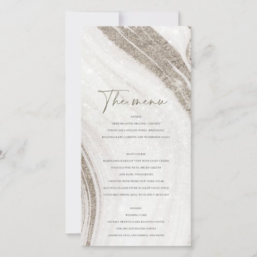 抽象芸術淡い色の金ゴールドMarble Agateメニューカード サンキューカード (正面)