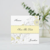 抽象芸術淡い色の黄色の灰色の花が日付を救う セーブザデート (スタンド正面)