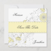 抽象芸術淡い色の黄色の灰色の花が日付を救う セーブザデート (正面)