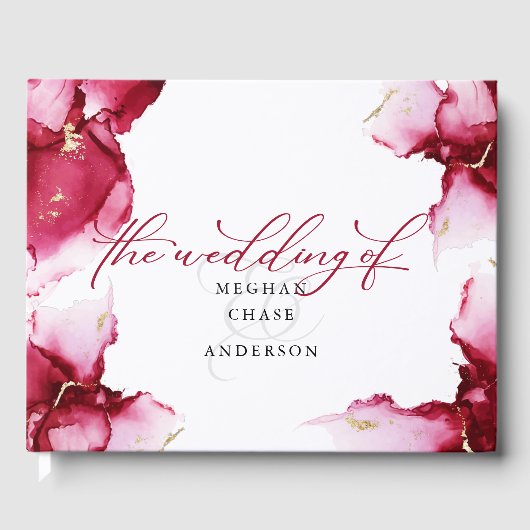 抽象芸術深いクリムゾンピンクレッドジェードゲストブック ゲストブック (正面)