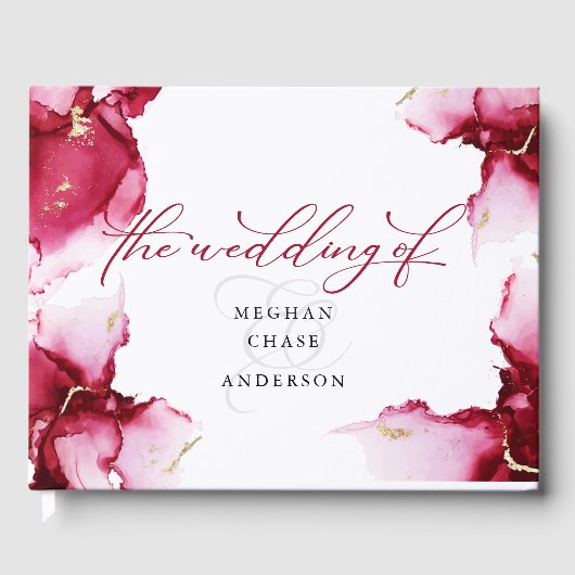 抽象芸術深いクリムゾンピンクレッドジェードゲストブック ゲストブック (正面)