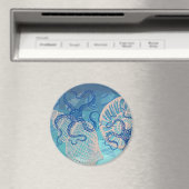 抽象芸術深いブルーシープリント3"マグネット マグネット (インサイチュ (食洗機))