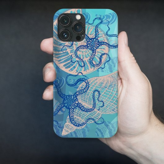 抽象芸術深いブルーシープリント iPhoneケース