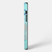 抽象芸術深いブルーシープリント iPhoneケース (左側面)