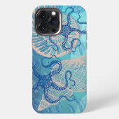 抽象芸術深いブルーシープリント iPhoneケース (裏面)