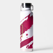 抽象芸術深いルビー赤ブラシストローク ウォーターボトル (背面)